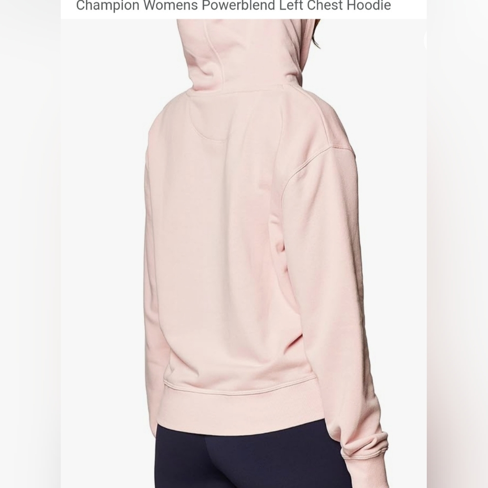 Champion Women's Powerblend Left Chest Hoodie, Pink, Size Medium - Picture 12 of 13